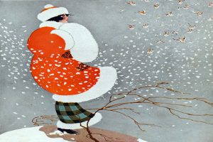 طرح زن در برف